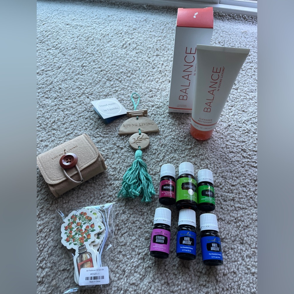 Lot of Young Living Essential Oils with Balance Cleanser and Accessories!